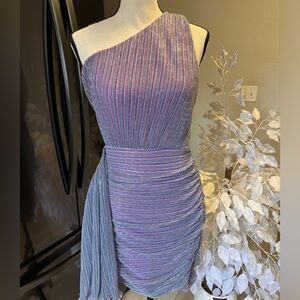 Dance & Marvel Elegant One-Shoulder Purple Dress Size S. NWOT